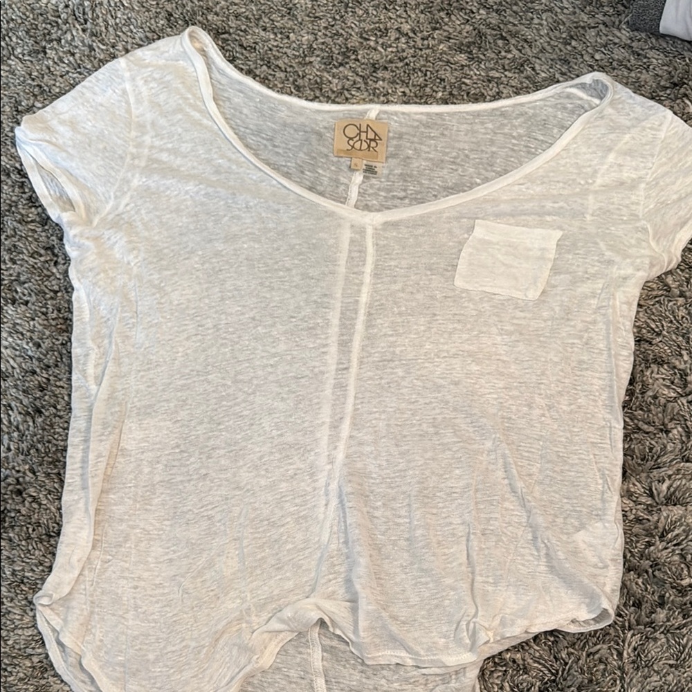 Chaser Sheer White V-Neck Top
